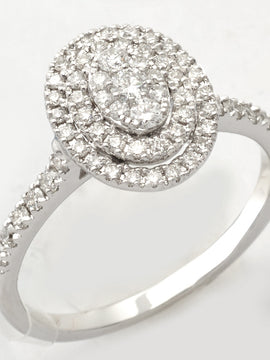 14KW 0.50CTW DIAMOND OVAL CLUSTER RING W/