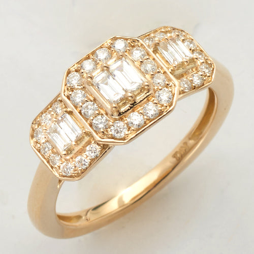 14KY 0.55CTW BAGUETTE DIAMOND 3-STONE RING