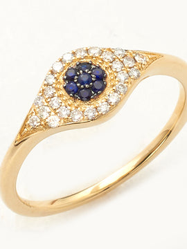 14KY 0.20CTW DIAMOND EVIL EYE - ROUND RING  W/