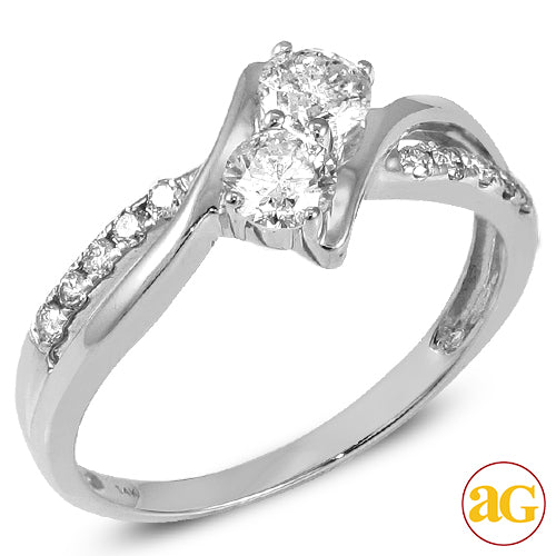 14KW 0.66CTW (2/3 CT) DIAMOND TWO STONE RING