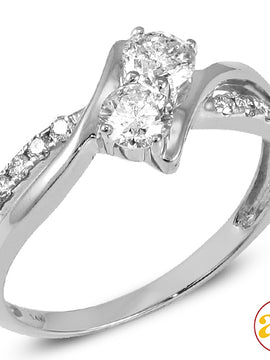 14KW 0.66CTW (2/3 CT) DIAMOND TWO STONE RING