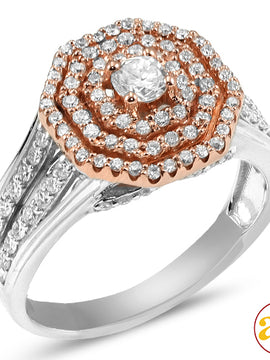 14KW+R 1.00CTW DIAMOND TWO TONE BRIDAL RING [0.21C