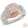 14KW+R 1.05CTW DIAMOND TWO TONE QUAD HEAD RING WIT