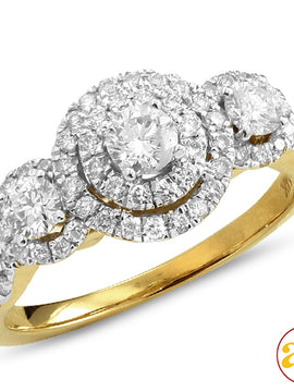 14KY1.00CTW DIAMOND 3-STONE RING