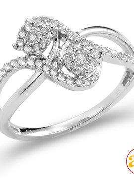 14KW 0.40CTW DIAMONT TWO STONE FLEUR RING