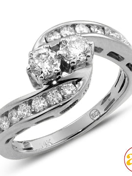 14KW 1.00CTW DIAMOND TWO STONE RING [0.25CT CTRS]