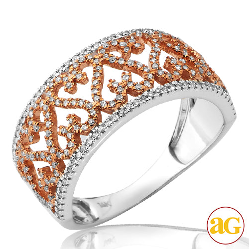 14KW+R 0.35CTW DIAMOND TWO TONE DESIGNER RING