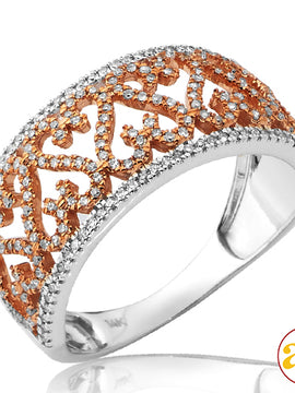 14KW+R 0.35CTW DIAMOND TWO TONE DESIGNER RING