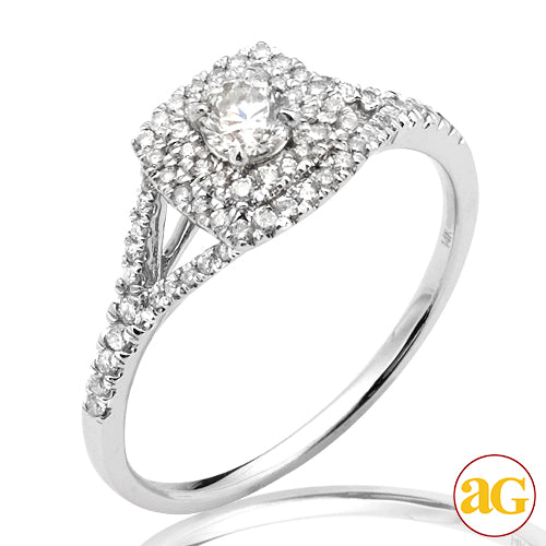 14KW 0.50CTW DIAMOND BRIDAL RING WITH DOUBLE SQUAR