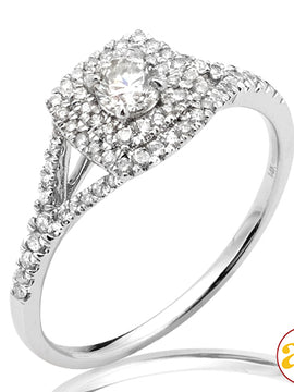 14KW 0.50CTW DIAMOND BRIDAL RING WITH DOUBLE SQUAR