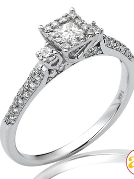 14KW 0.50CTW PC DIAMOND BRIDAL RING WITH SQUARE HA