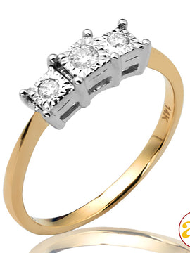 14KY 0.15CTW ILLUSION SET DIAMOND 3-STONE RING