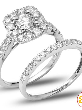 14KW 2.00CTW DIAMOND BRIDAL SET WITH SQUARE HALO [