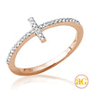 14KR 0.10 CTW DIAMOND SIDEWAYS CROSS RING