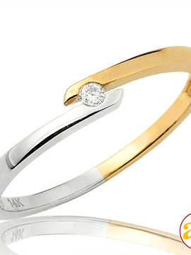 14KY+W 0.02CTW DIAMOND TWO TONE FANCY BAND