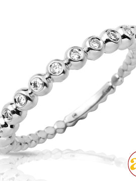 14KW 0.20CTW DIAMOND BEADED STACKABLE BAND