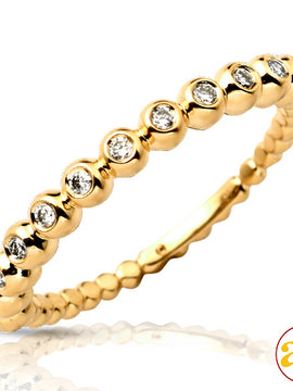 14KY 0.20CTW DIAMOND BEADED STACKABLE BAND