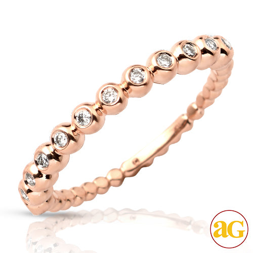 10KR 0.20CTW DIAMOND BEADED STACKABLE BAND