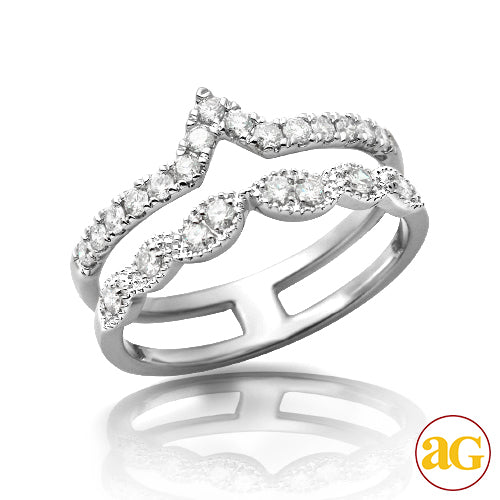 14KW 0.50CTW DIAMOND 2-ROW PRINCESS CROWN RING