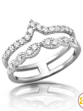 14KW 0.50CTW DIAMOND 2-ROW PRINCESS CROWN RING