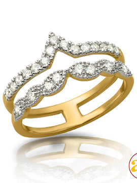 14KYW 0.50CTW DIAMOND 2-ROW PRINCESS CROWN RING