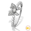 14KW 0.20CTW DIAMOND BUTTERFLY RING - BEADED SHANK