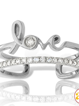 14KW 0.20CTW DIAMOND 'LOVE' OPEN BAND