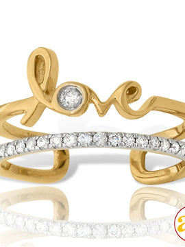 14KY 0.20CTW DIAMOND 'LOVE' OPEN BAND