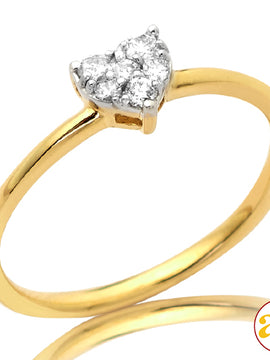 14KY 0.15CTW  DIAMOND HEART CLUSTER PROMISE RING