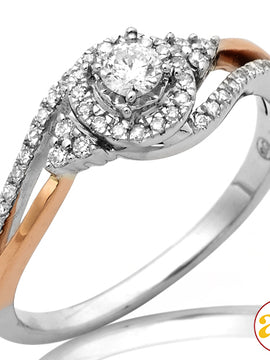 14KW+R 0.25CTW DIAMOND RING WITH ROUND HALO [0.13C