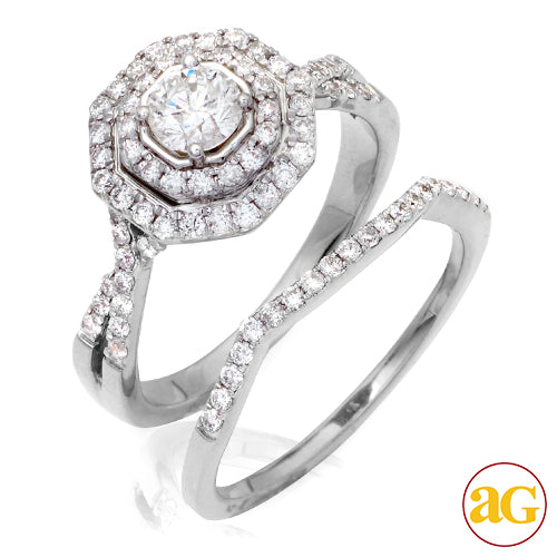 14KW 1.00CTW DIAMOND BRIDAL SET - DOUBLE OCTAGON H