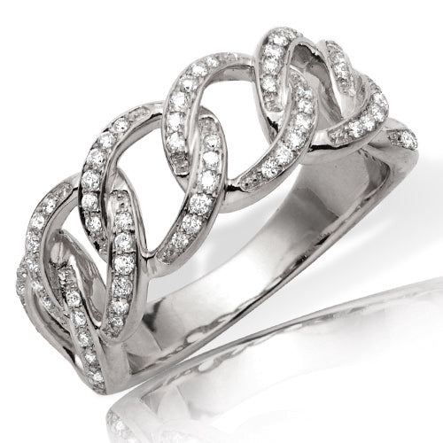 14KW 0.35CTW DIAMOND MIAMI CUBAN RING