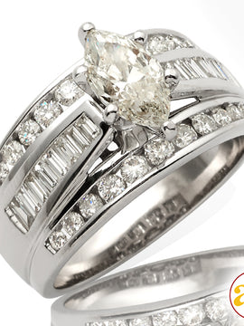 14KW 2.00CTW DIAMOND BRIDAL RING [1.00CT MQ - I SI