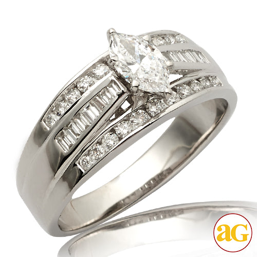 14KW 0.86CTW DIAMOND BRIDAL RING [0.39CT MQ - D SI