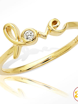 14KY 0.05CTW DIAMOND DESIGNER 'LOVE' RING