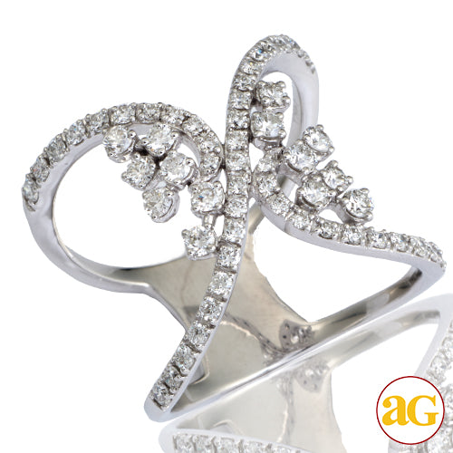 14KW 0.75CTW DIAMOND BUTTERFLY DESIGN X-RING