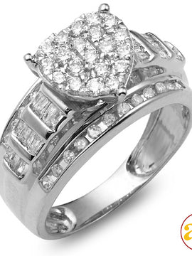 10KW 1.00CTW DIAMOND HEART SHAPED CINDERELLA RING