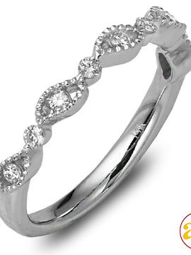 14KW 0.20CTW DIAMOND FANCY BAND - LEAF DESIGN -