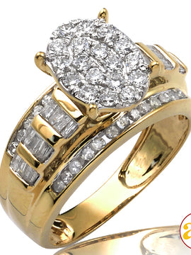 14KY 1.00CTW DIAMOND OVAL CLUSTER RING