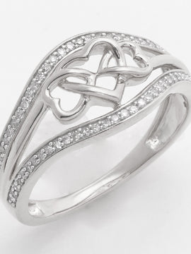 14KW 0.20CTW DIAMOND TRIPLE HEART DESIGNER RING