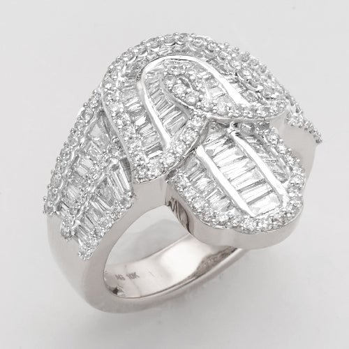 10KW 1.70CTW BAGUETTE DIAMOND HAMZA RING