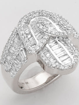 10KW 1.70CTW BAGUETTE DIAMOND HAMZA RING