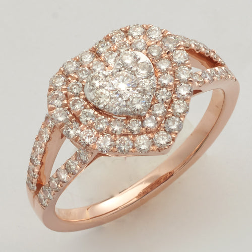 14KR 1.00CTW DIAMOND HEART CLUSTER RING WITH