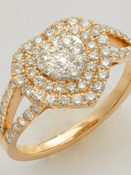 14KY 1.00CTW DIAMOND HEART CLUSTER RING WITH