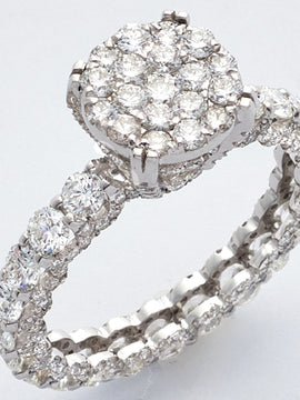 14KW 2.85CTW ROUND CLUSTER DIAMOND RING