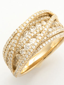 14KY 1.55CTW DIAMOND FANCY MULTI LAYER BAND