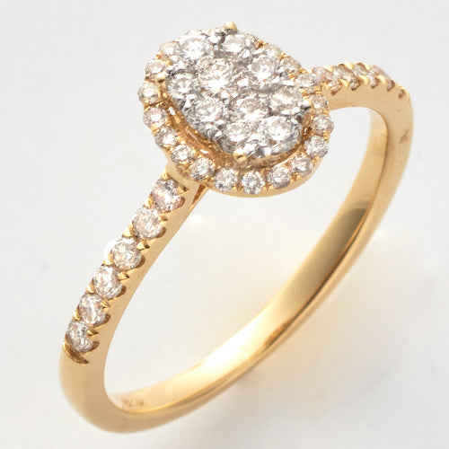 14KY 0.50CTW DIAMOND OVAL CLUSTER RING - SINGLE