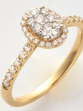 14KY 0.50CTW DIAMOND OVAL CLUSTER RING - SINGLE