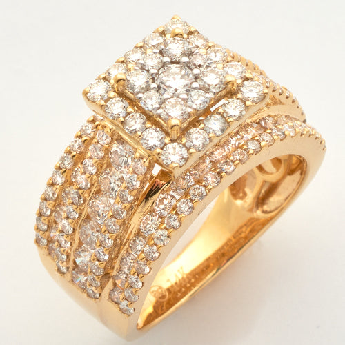 14KY 2.85CTW DIAMOND SQUARE CLUSTER RING - SINGLE