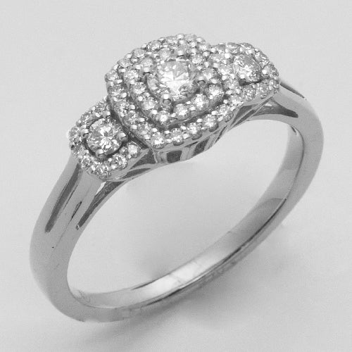 14KW 0.50CTW DIAMOND 3-STONE RING - DOUBLE SQUARE